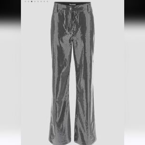 NWOT Guess Silver Sequin Wide-Leg Pants - Xsmall